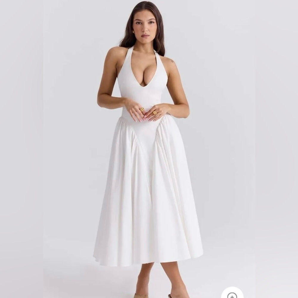 White Halter Midi Dress - Elegant Women's Midi Dress